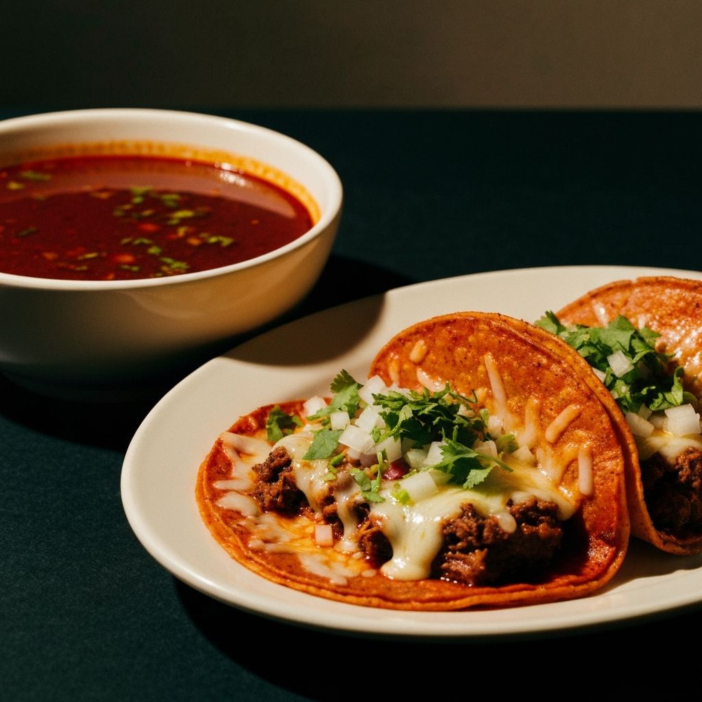 Birria tacos with consomé